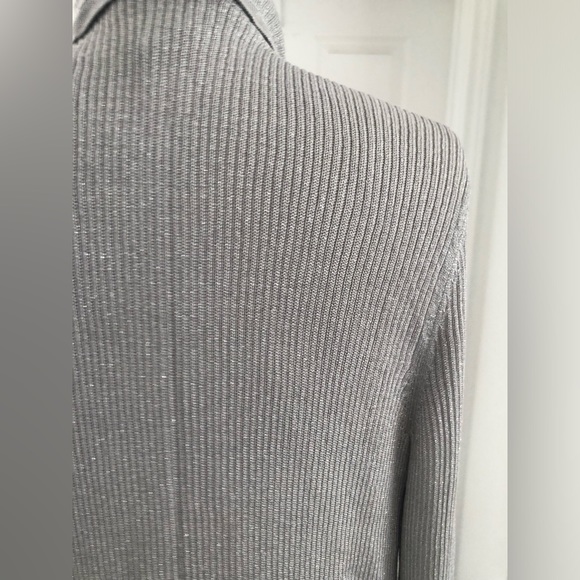 White House Black market silver metallic long sleeve cardigan. - Picture 9 of 14